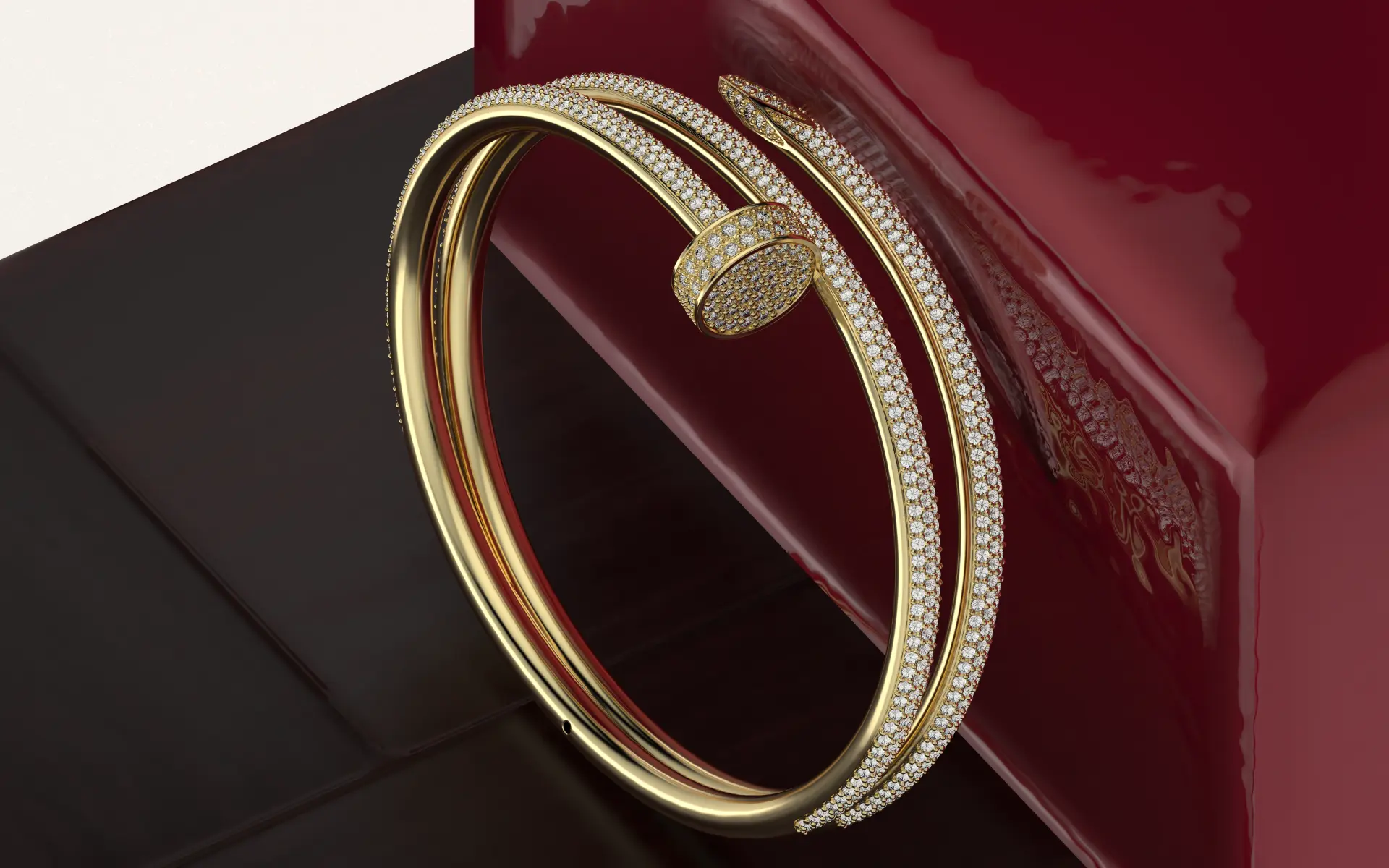 Браслет Juste un Clou de Screw двойной all diamond с новым замком 170мм